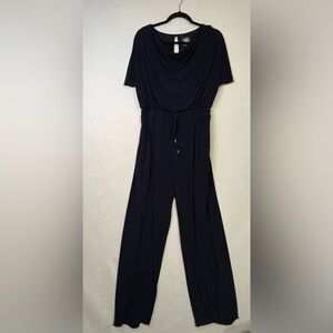 Vince Camuto Dark Blue Sleeveless Jumpsuit with Drawstring Waist